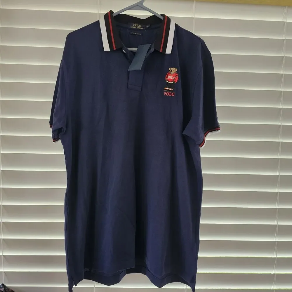 Polo Ralph Lauren Custom Slim Fit Navy Polo Men's Size XXL Polo Bear Navy Black